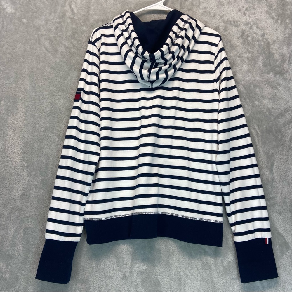 Tommy Hilfiger Nautical White Navy Stripped Zipper Front Hoddie - Picture 9 of 9